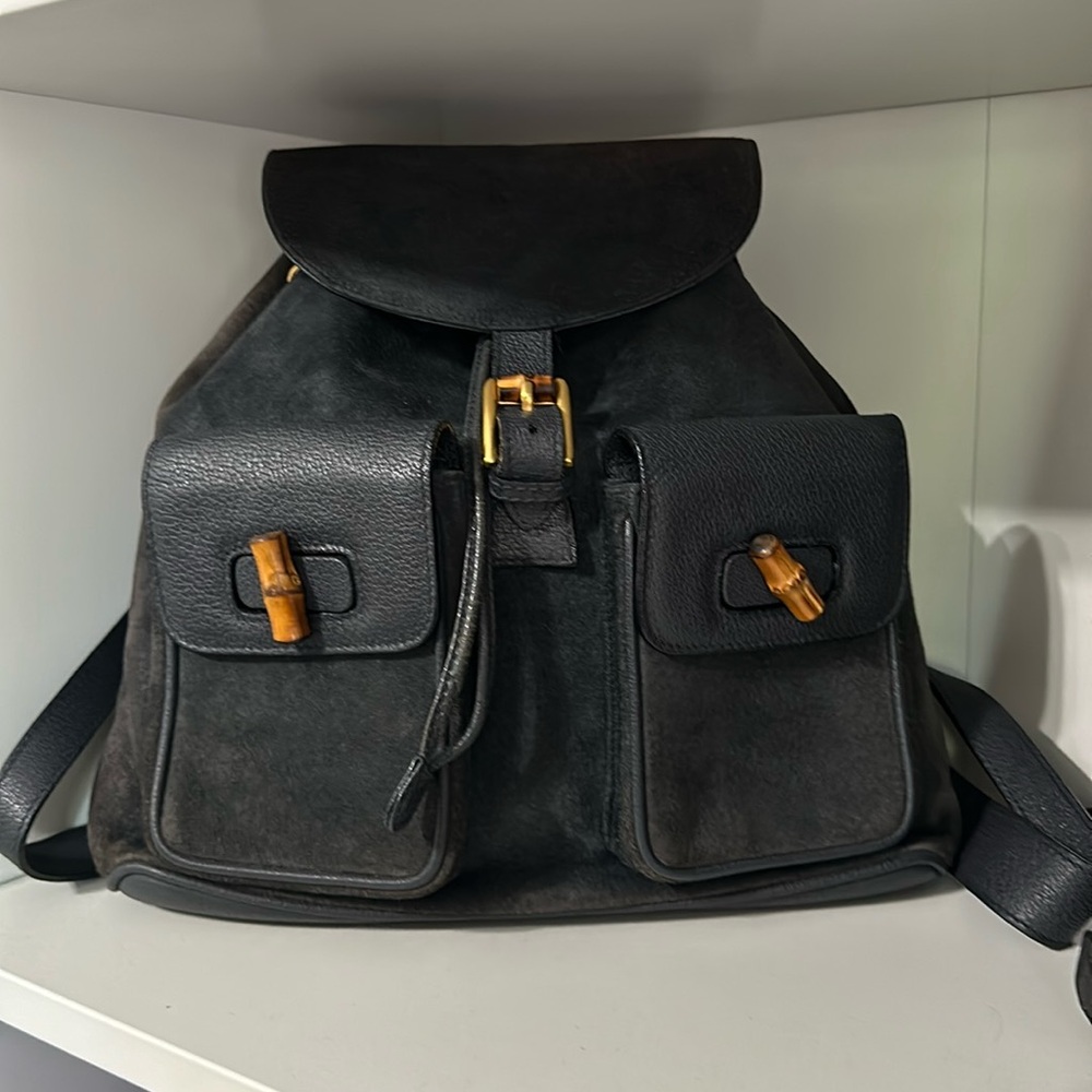 Authentic Gucci Backpack - Suede Navy - image 1